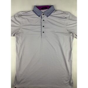 Greyson Polo Large Purple Striped Performance Golf Redmond Ridge Logo